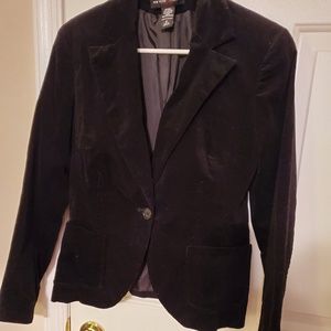 Black Stretch Velvet Blazer - Size 8